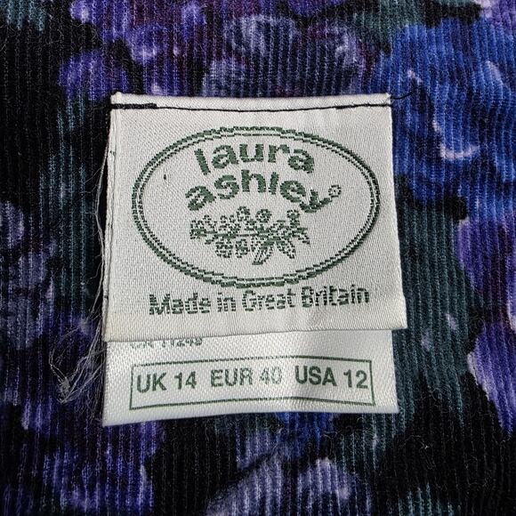 Vintage Laura Ashley Floral Corduroy Dress – Made in Great Britain, 90s, sz 12 - Picture 7 of 8